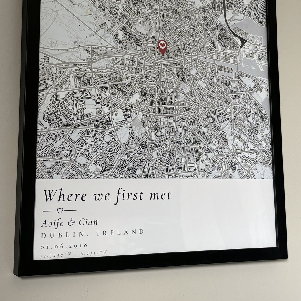 Detail of the printed map and lettering on fine art paper