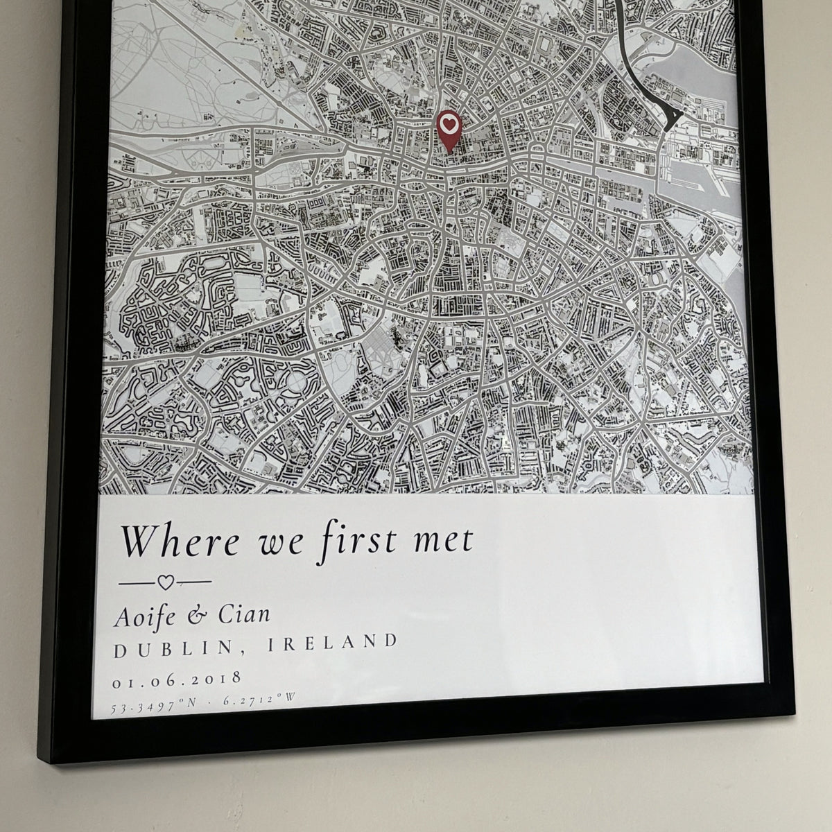 Detail of the printed map and lettering on fine art paper